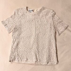 Vintage Elegant Cream Lace Blouse by Christie & Jill